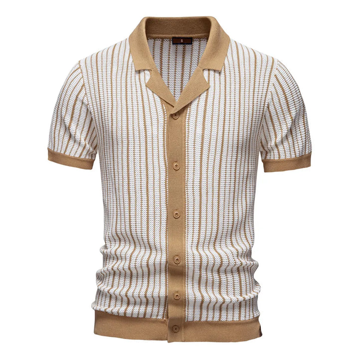 Capri Striped Knit Button Polo
