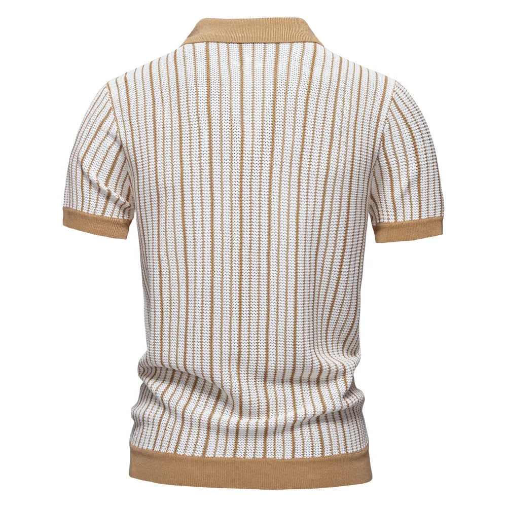 Capri Striped Knit Button Polo