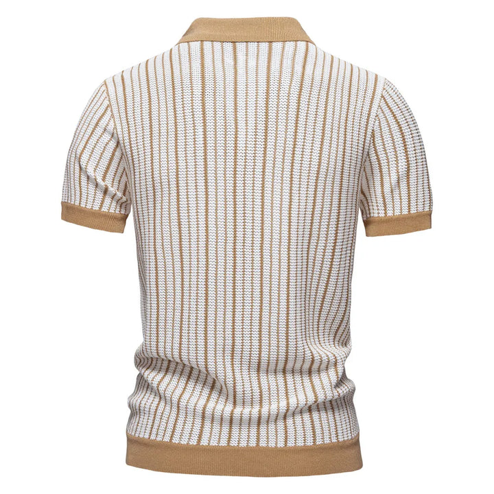 Capri Striped Knit Button Polo