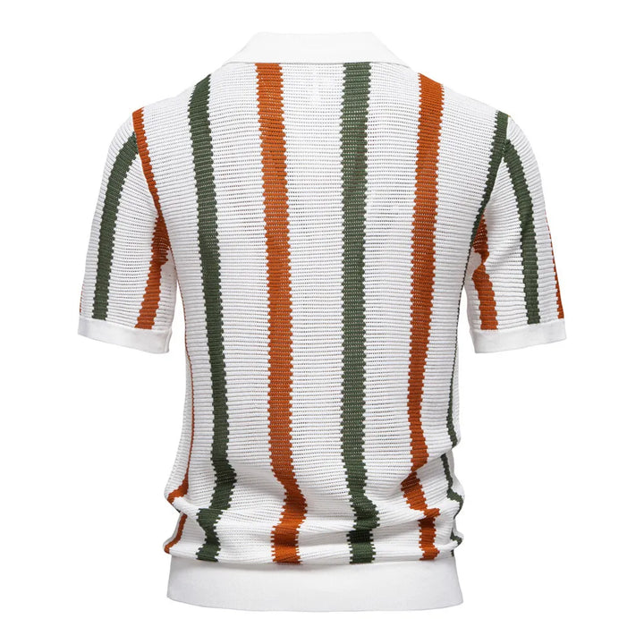 Riviera Striped Knit Polo Shirt