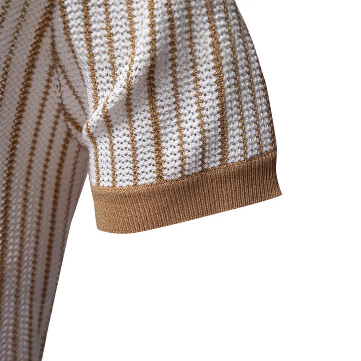 Capri Striped Knit Button Polo