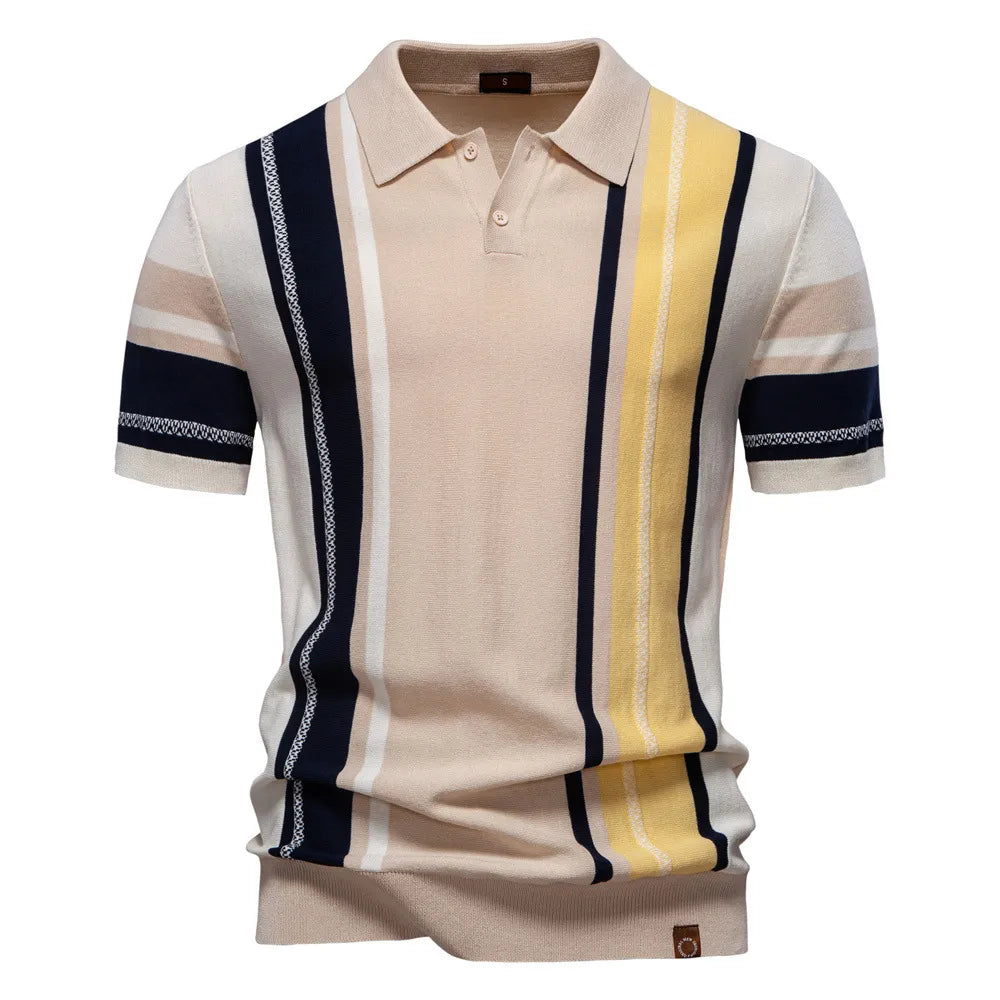 Amalfi Striped Knit Polo Shirt