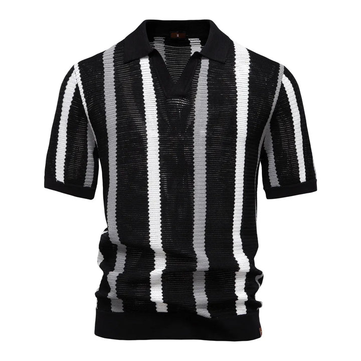 Riviera Striped Knit Polo Shirt