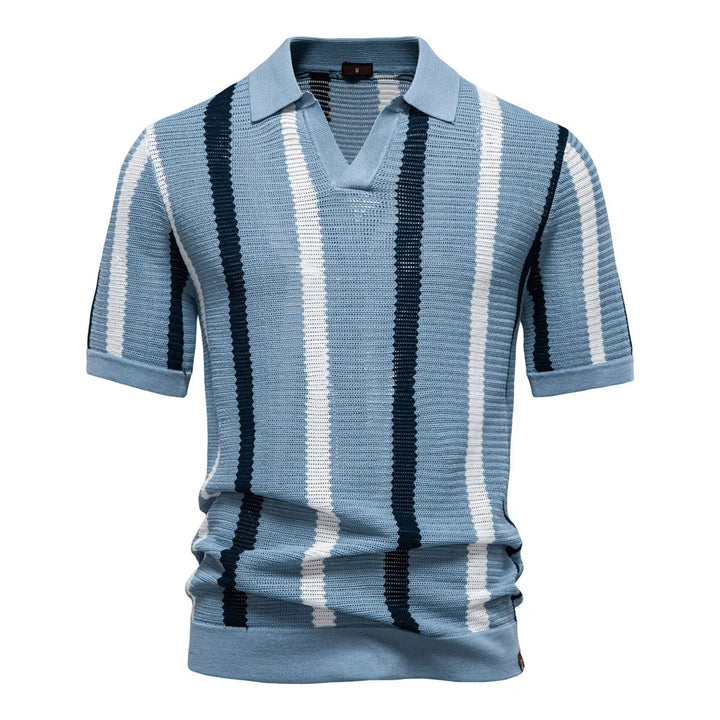 Riviera Striped Knit Polo Shirt