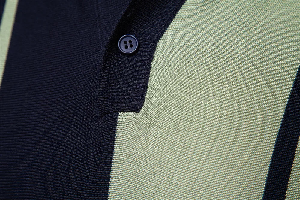 Amalfi Striped Knit Polo Shirt
