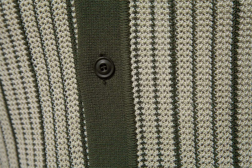 Capri Striped Knit Button Polo