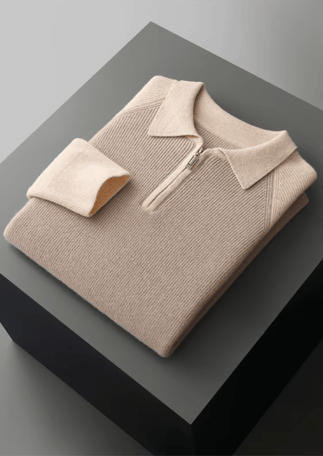 TWO TONE ZIPPER SWEATER POLO