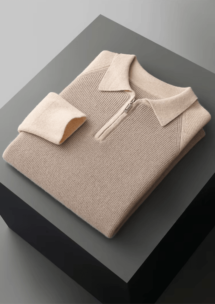 TWO TONE ZIPPER SWEATER POLO