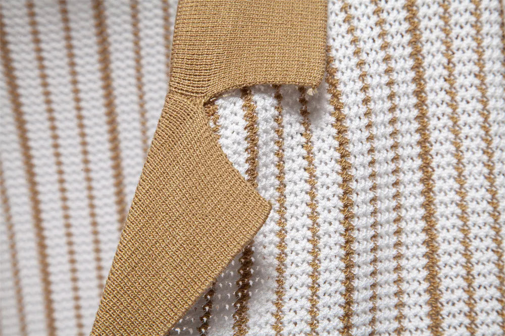 Capri Striped Knit Button Polo