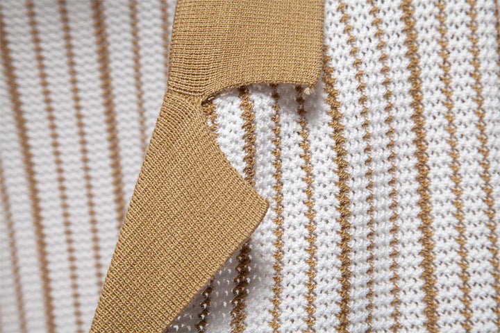 Capri Striped Knit Button Polo