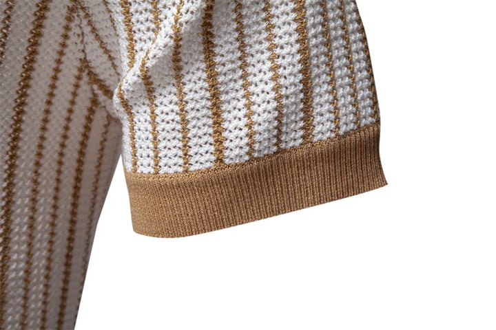 Capri Striped Knit Button Polo