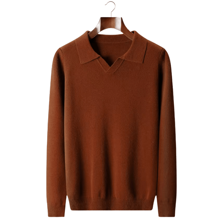 WOOL RIBBED BUTTONLESS POLO