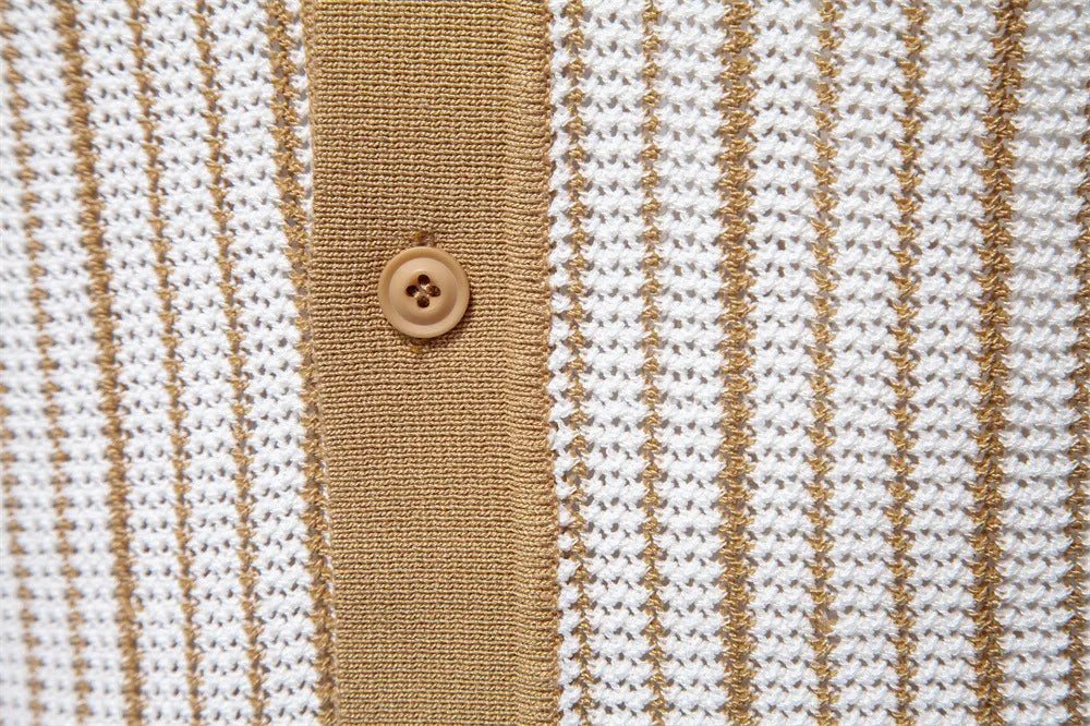 Capri Striped Knit Button Polo