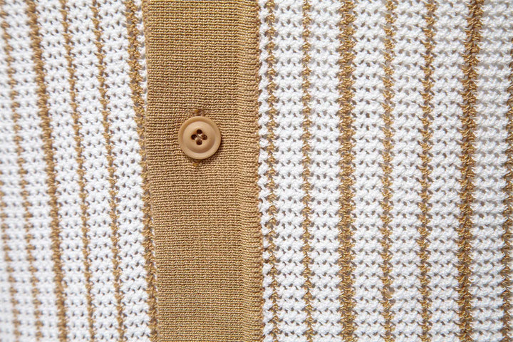 Capri Striped Knit Button Polo