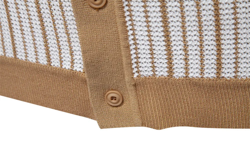 Capri Striped Knit Button Polo