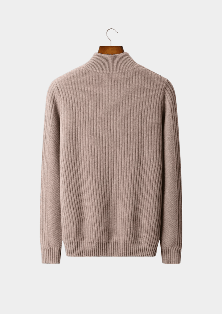 WOOL RIBBED HENLEY SWEATER