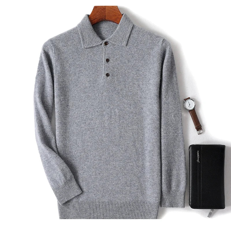 Autumn And Winter New 100% Pure Wool Sweater Men's Round Neck Solid Color Thick Loose Wool Knit Bottoming Shirt