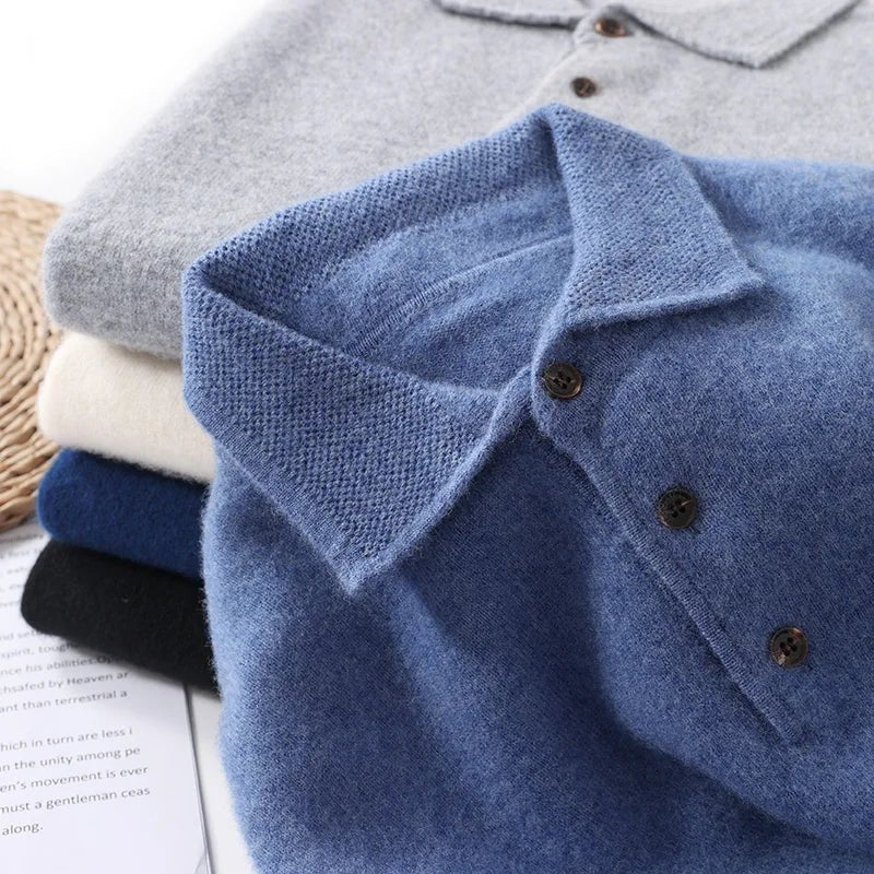 Autumn And Winter New 100% Pure Wool Sweater Men's Round Neck Solid Color Thick Loose Wool Knit Bottoming Shirt