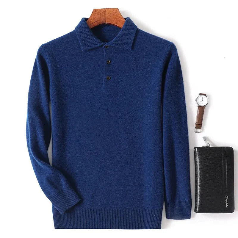 Autumn And Winter New 100% Pure Wool Sweater Men's Round Neck Solid Color Thick Loose Wool Knit Bottoming Shirt