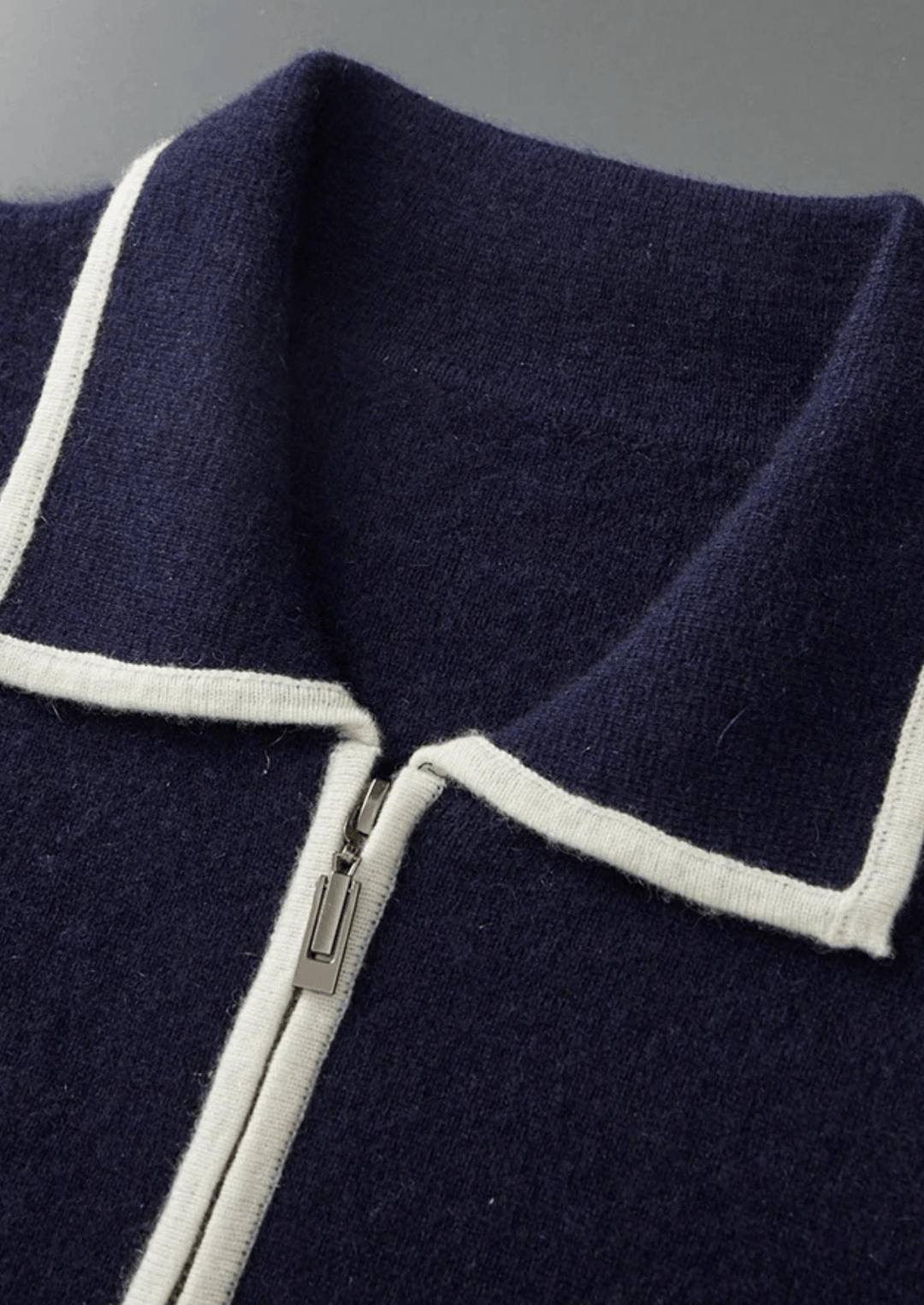 WOOL TWO-TONE POLO CARDIGAN
