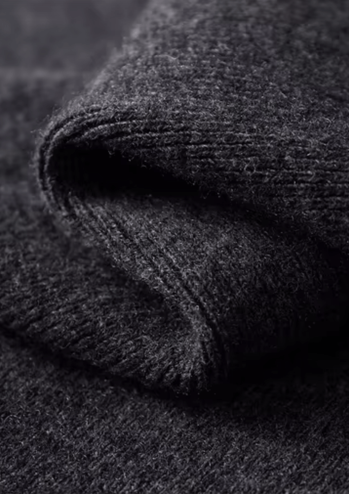 WOOL RIBBED POLO CARDIGAN