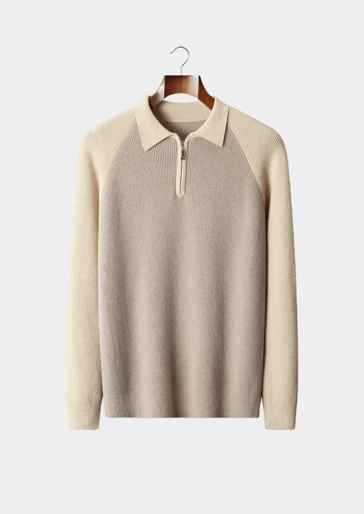 TWO TONE ZIPPER SWEATER POLO