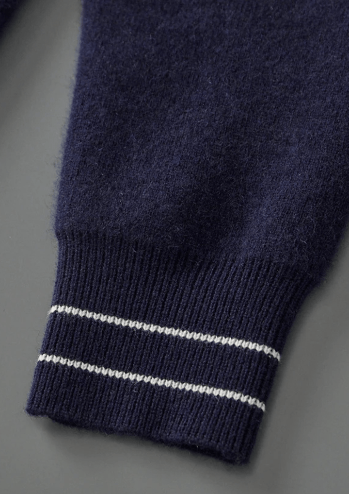 WOOL TWO-TONE POLO CARDIGAN